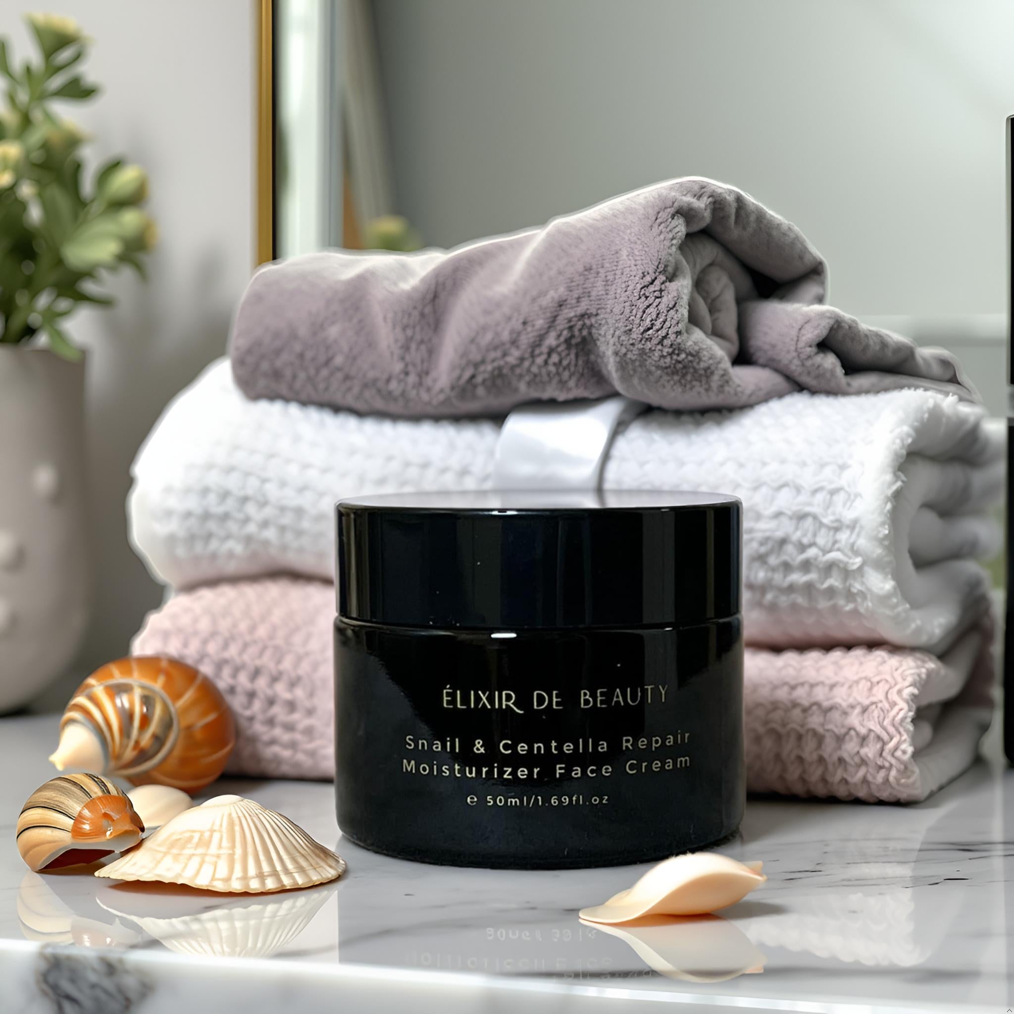 Snail & Centella Cream Hydrating Moisturiser for Sensitive Skin - Élixir de Beauty