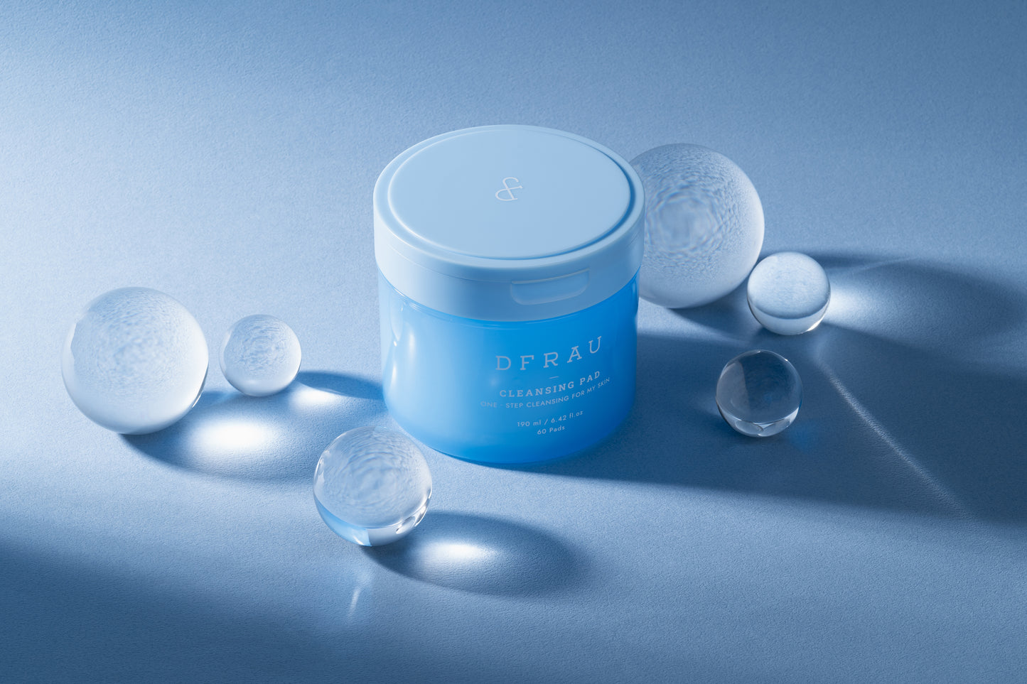 Blue jar of DFRAU pure cotton cleansing pads for face, lips, and eyes – Korean beauty skincare
