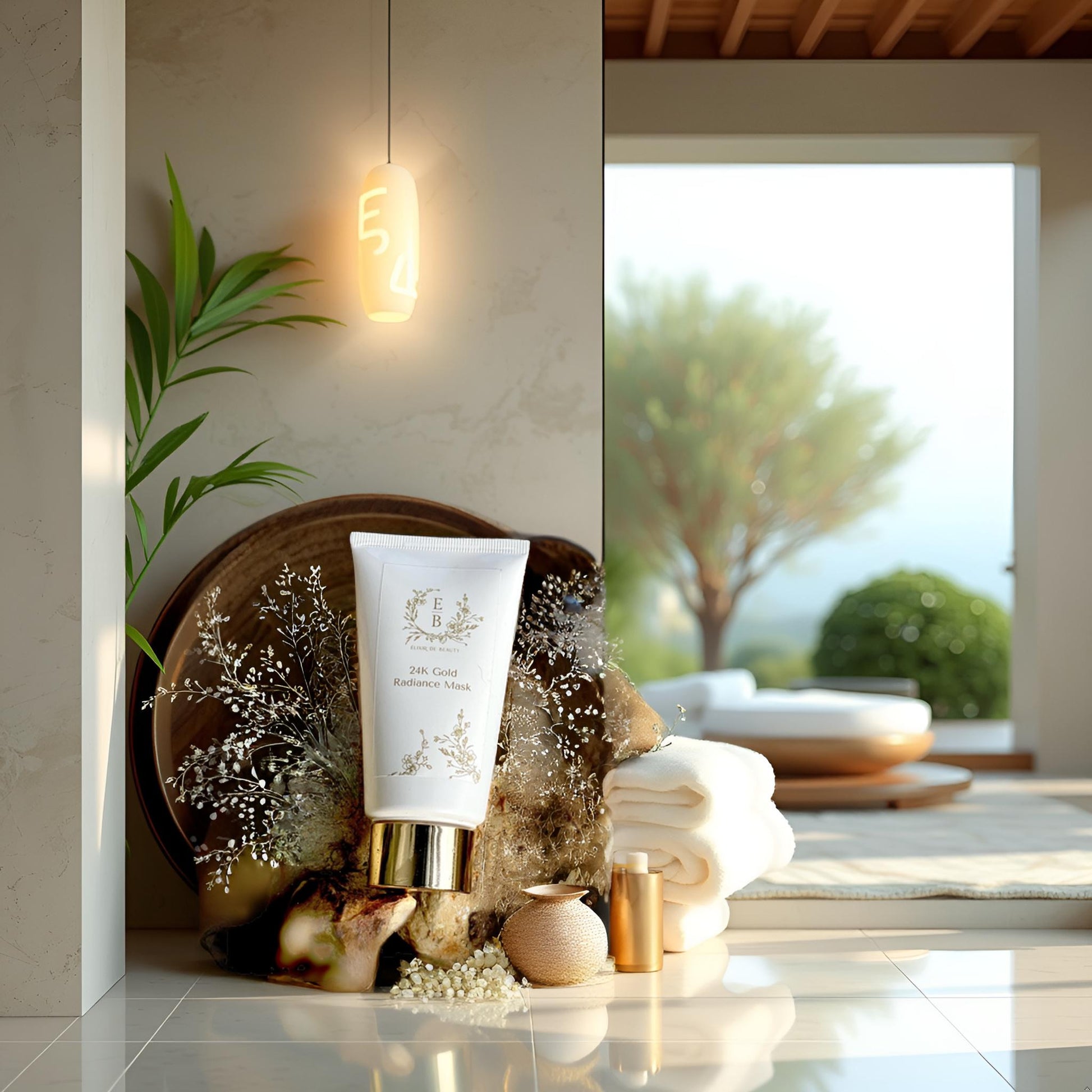24K Gold Radiance Mask with Real Gold, HA & Botanical Oils - Élixir de Beauty