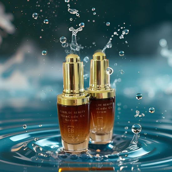 Woman with radiant, healthy-looking skin  showcasing the glow-boosting effects of Élixir de Beauty Vitamin C serum